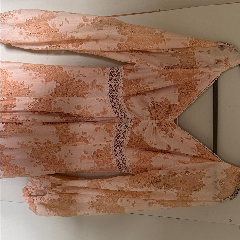 Joyfolie Peach Floral Long Sleeve Dress